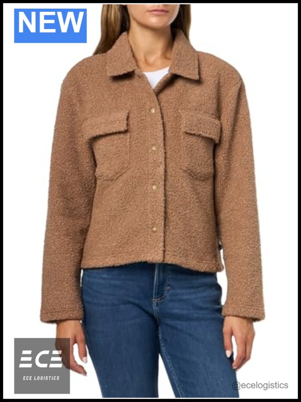 Cropped Soft Sherpa Jacket with Front Pockets